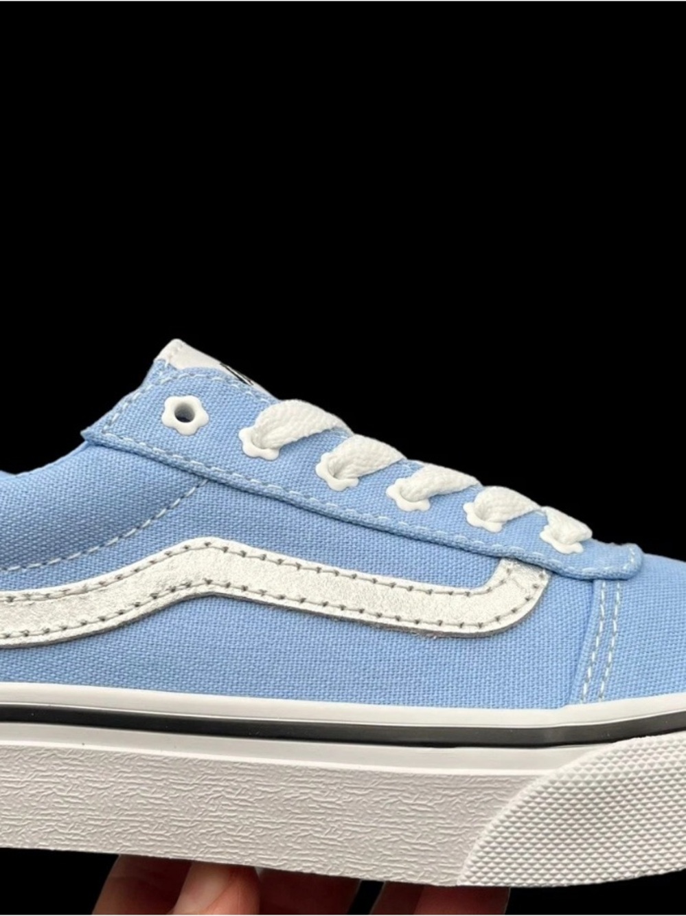 Vans Kids Girl Light Blue Old Skool Lace-Up Sneakers - Picture 2 of 5